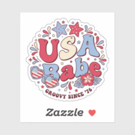 USA Babe レトロ パトリオティック 7月4日 ステッカー シール