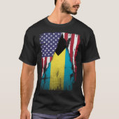 USA Bahamas Flag Distressed Bahamian Pride Tシャツ (正面)