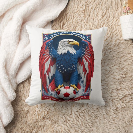 USA Bald Eagle Emblem American Flag Soccer Gift クッション (ブランケット)