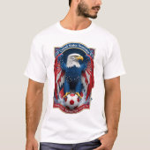 USA Bald Eagle Emblem American Flag Soccer Gift Tシャツ (正面)