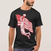 USA Basketball Slam Dunk American Flag Sketch Art Tシャツ (正面)