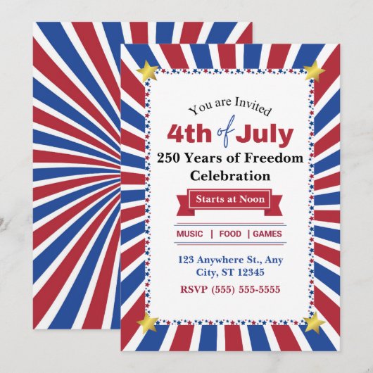 USA Birthday Party Invitation 招待状 (正面/裏面)