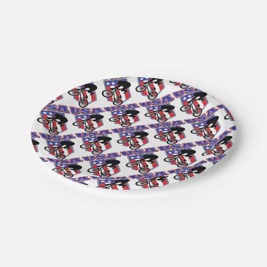 USA-BMXのバイクもしくは自転車に乗る人 ペーパープレート (アングル)