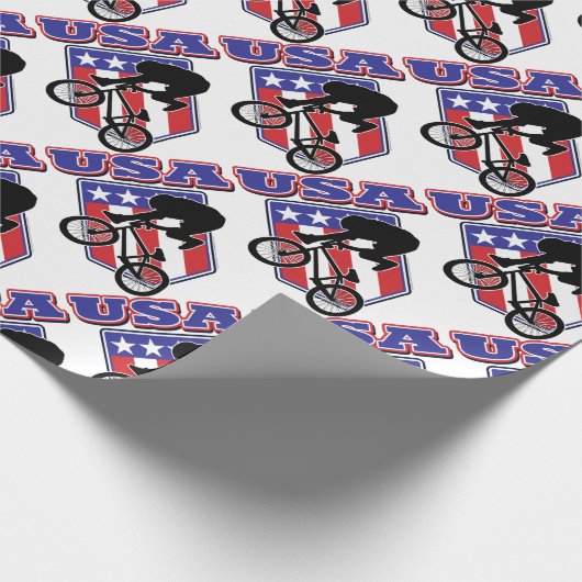 USA-BMXのバイクもしくは自転車に乗る人 ラッピングペーパー (角)