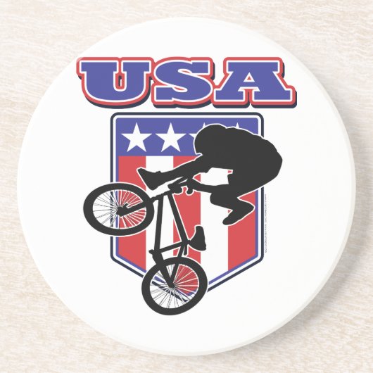 USA BMXバイクもしくは自転車に乗る人 コースター (正面)