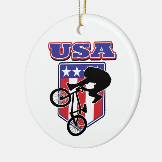 USA BMXバイクもしくは自転車に乗る人 セラミックオーナメント (左)