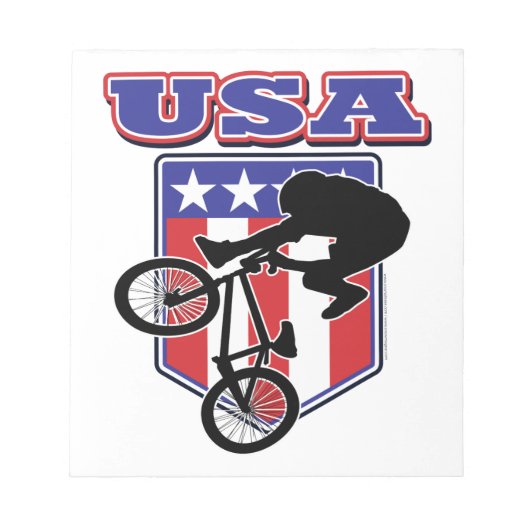 USA BMXバイクもしくは自転車に乗る人 ノートパッド (正面)