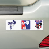 USA BMXバイクもしくは自転車に乗る人 バンパーステッカー (車上)