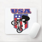 USA BMXバイクもしくは自転車に乗る人 マウスパッド (マウス)