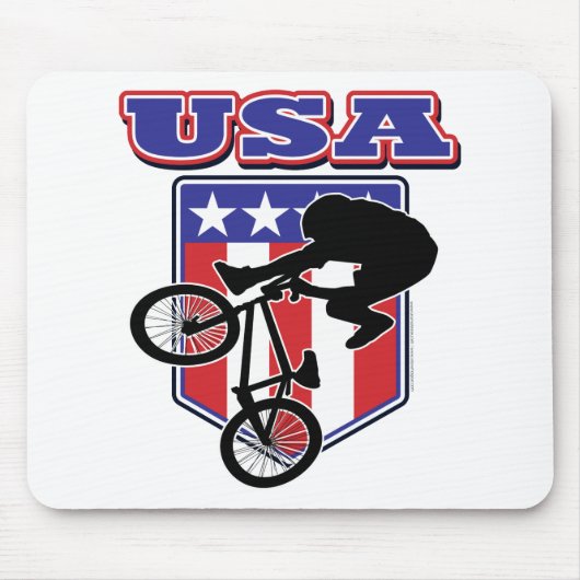 USA BMXバイクもしくは自転車に乗る人 マウスパッド (正面)