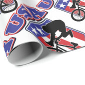 USA-BMXバイクもしくは自転車に乗る人 ラッピングペーパー (ロールコーナー)