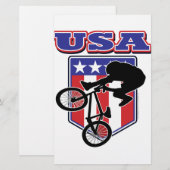 USA BMXバイクもしくは自転車に乗る人 便箋 (正面/裏面)