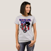 USA-BMXバイクもしくは自転車に乗る人 Tシャツ (正面フル)
