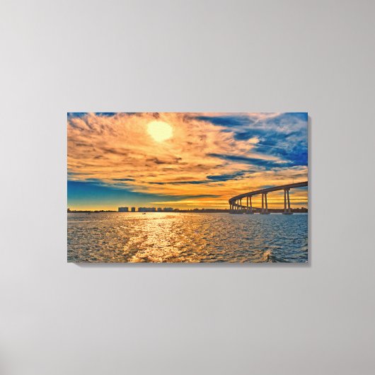 USA, CA，サンディエゴ – コロナドベイブリッジ キャンバスプリント (正面)