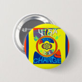 USA Changeカラフル:フェスティバルデザインアートプリント 缶バッジ (正面&裏面)