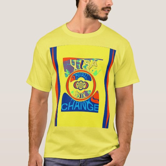 USA Changeカラフル:フェスティバルデザインアートプリント Tシャツ (正面)