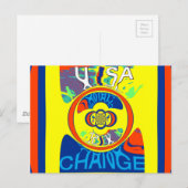 USA Changeカラフル:フェスティバルデザイン ポストカード (正面/裏面)
