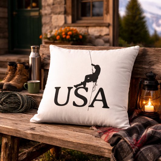 USA Climbing Silhouette Minimalist Decor クッション