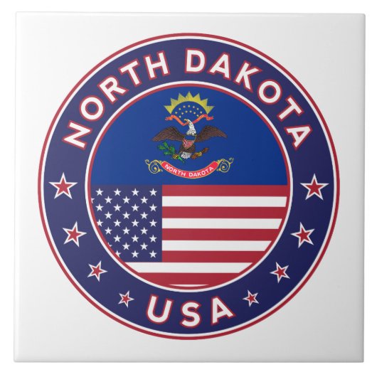 USA_Dakota_circle_with_fl - WITH_FLAG_North Dakota タイル (正面)