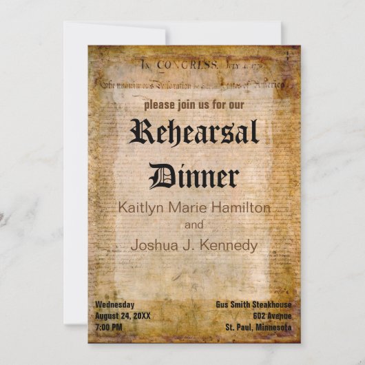 USA Declaration Independence Amazing Parchment 招待状 (正面)