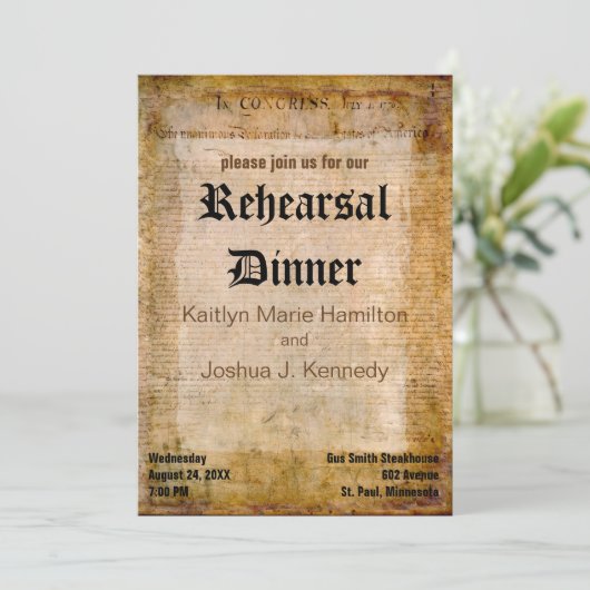 USA Declaration Independence Amazing Parchment 招待状 (スタンド正面)