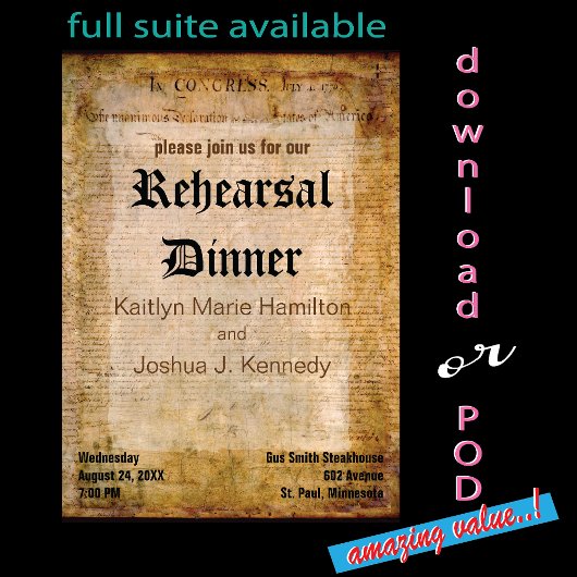 USA Declaration Independence Amazing Parchment 招待状