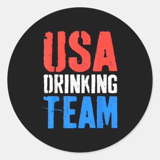 Usa Drink Team Shirt おもしろい Men Women Of 7月4日 ラウンドシール (正面)