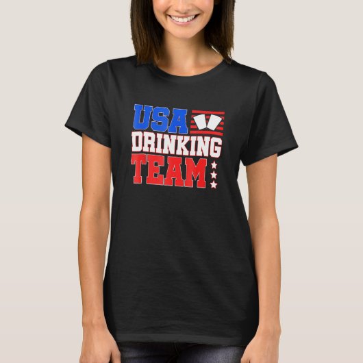 Usa Drinking Teamビールを飲む Tシャツ (正面)