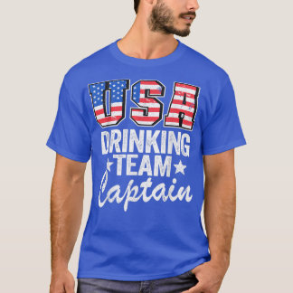USA Drinking Team Captain American Flag 4th Of Jul Tシャツ