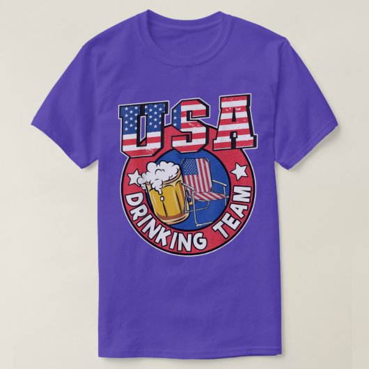 USA Drinking Team US American Flag 4th Of July Bee Tシャツ (デザイン正面)