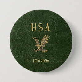 USA Eagle 1775 - 2026 Fax Green Leather  缶バッジ
