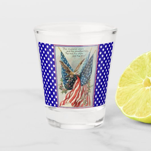 USA Eagle Fourth of July Patriotic Flag ショットグラス (正面)