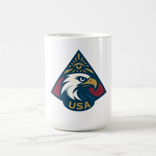 USA Eagle Pyramid Emblem — Eye of Providence コーヒーマグカップ (中央)