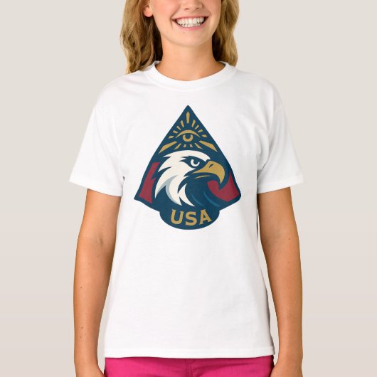 USA Eagle Pyramid Emblem — Eye of Providence Tシャツ (正面)