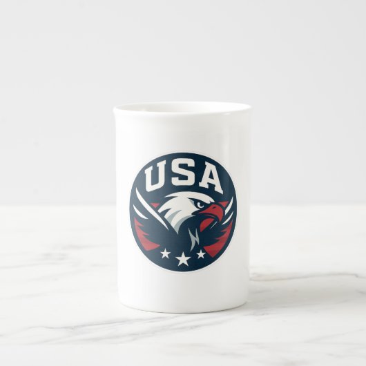USA Eagle Roundel — Aggressive Sports Emblem ボーンチャイナマグカップ (正面)