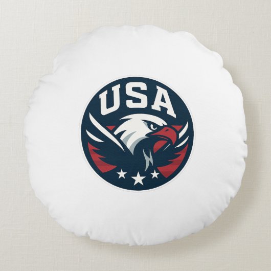 USA Eagle Roundel — Aggressive Sports Emblem ラウンドクッション (正面)