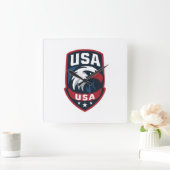 USA Eagle Sports Crest スクエア壁時計 (ホーム)