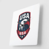 USA Eagle Sports Crest スクエア壁時計 (傾斜)