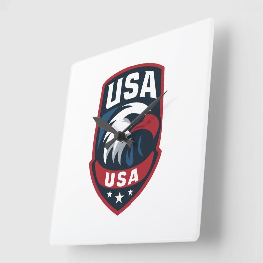 USA Eagle Sports Crest スクエア壁時計 (傾斜)