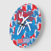 USA/EEUU FLAG SIMPLIFIED TEXT BY MASANSER PIXELAT ラージ壁時計 (傾斜)