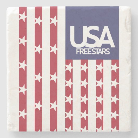 USA/EEUU FREE STARS FLAG BY MASANSER PIXELAT ストーンコースター (正面)