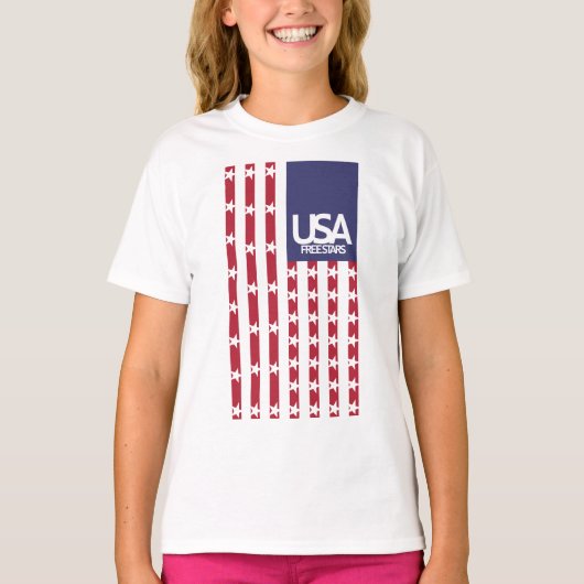USA/EEUU FREE STARS FLAG BY MASANSER PIXELAT Tシャツ (正面)