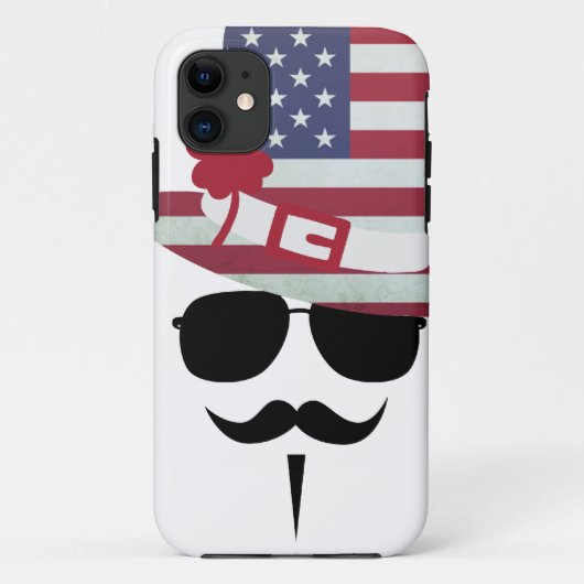 USA Fan with Mustache Case-Mate iPhoneケース (裏面)