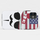 USA Fan with Mustache Case-Mate iPhoneケース (裏面(横))
