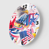 USA Flag ラージ壁時計 (傾斜)
