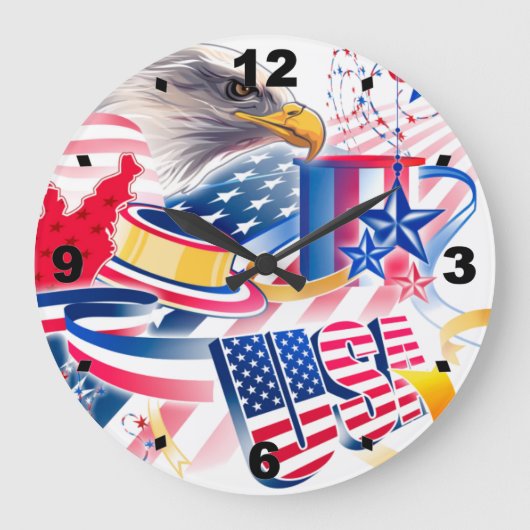 USA Flag ラージ壁時計 (正面)