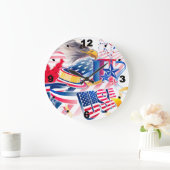 USA Flag ラージ壁時計 (ホーム)