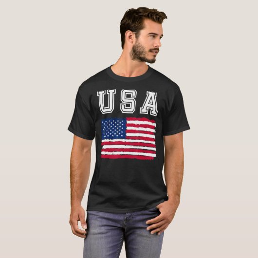 USA flag 4th of july us day of independence Tシャツ (正面フル)