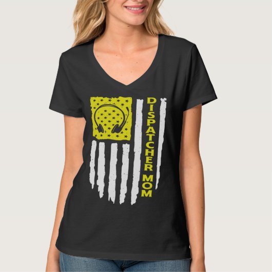 USA Flag 911 Dispatcher Mom Dispatch Operator 911  Tシャツ (正面)