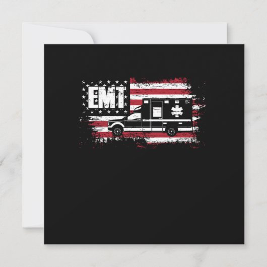 USA Flag Ambulance EMT EMS Doctor First Aid Parame 招待状 (正面)